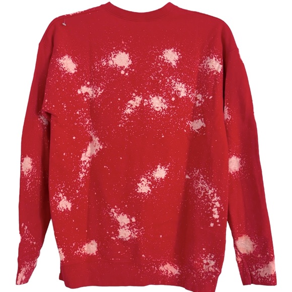 Size Small Bleached Leopard Vintage Santa Sweatshirt Cotton-Polyester - Picture 3 of 6